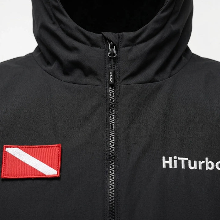 Quick-dry long-sleeve changing robe. Comfortable hooded surf poncho, perfect for beach and water sports privacy.