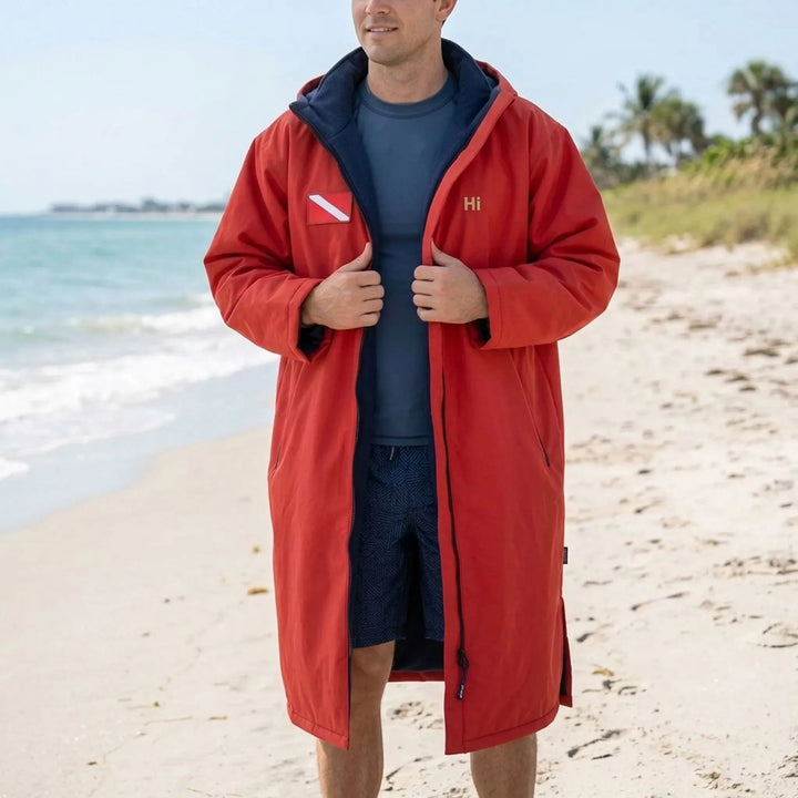 Versatile unisex long-sleeve changing robe. Essential outdoor apparel for swimming, surfing & water sports.