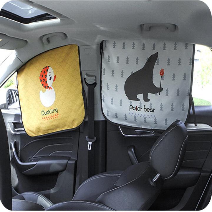 Unisex magnetic car window sunshade for kids, providing excellent UV protection & sun block. Easy install.