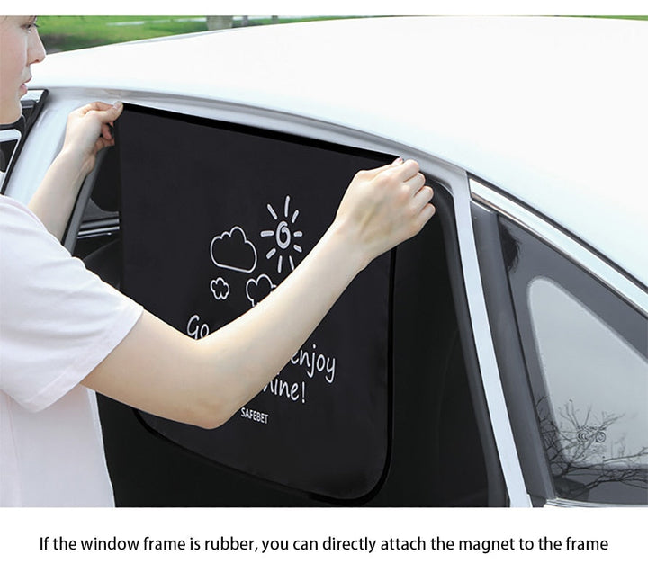 Magnetic car window sunshade for kids, travel essential for baby transport, excellent UV protection.