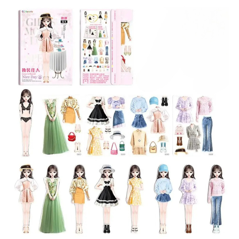 Kids' magnetic dress-up game, a creative play toy with clothes and accessories for dolls