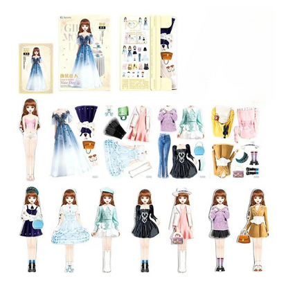 Fashion-themed magnetic dress-up game for kids, fostering imaginative play and creativity