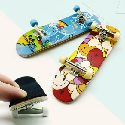 Close-up of a mini skateboard fingerboard, a perfect gadget and desk toy