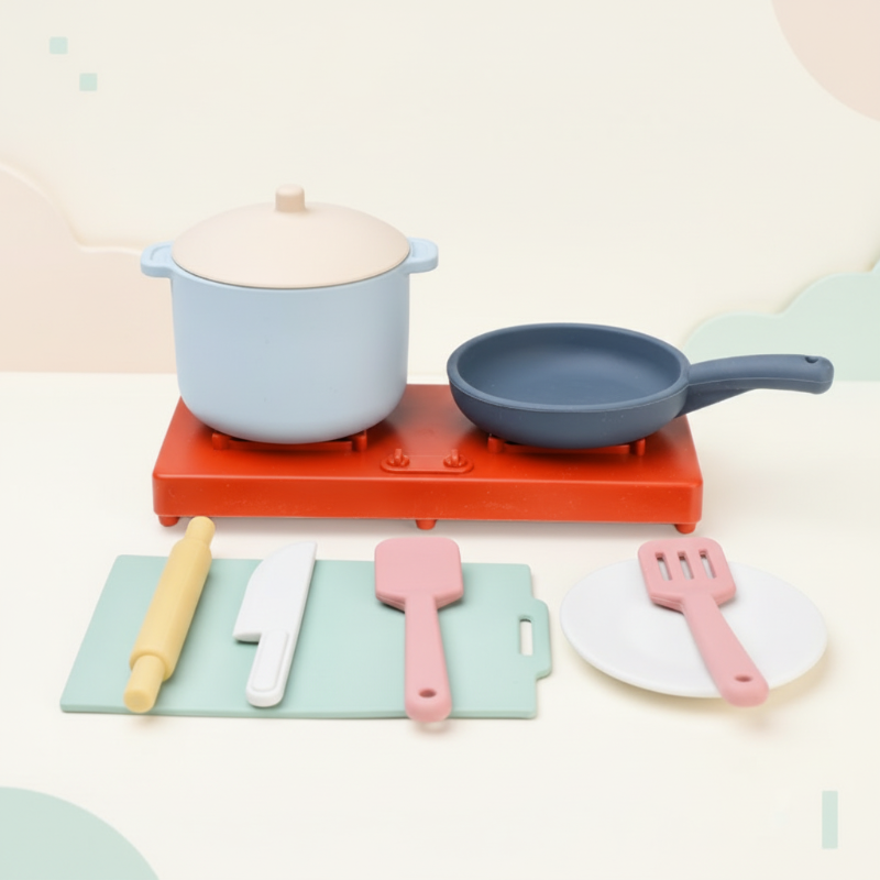 Vibrant MiniBrew silicone tea set components, a high-quality and safe toy for toddlers