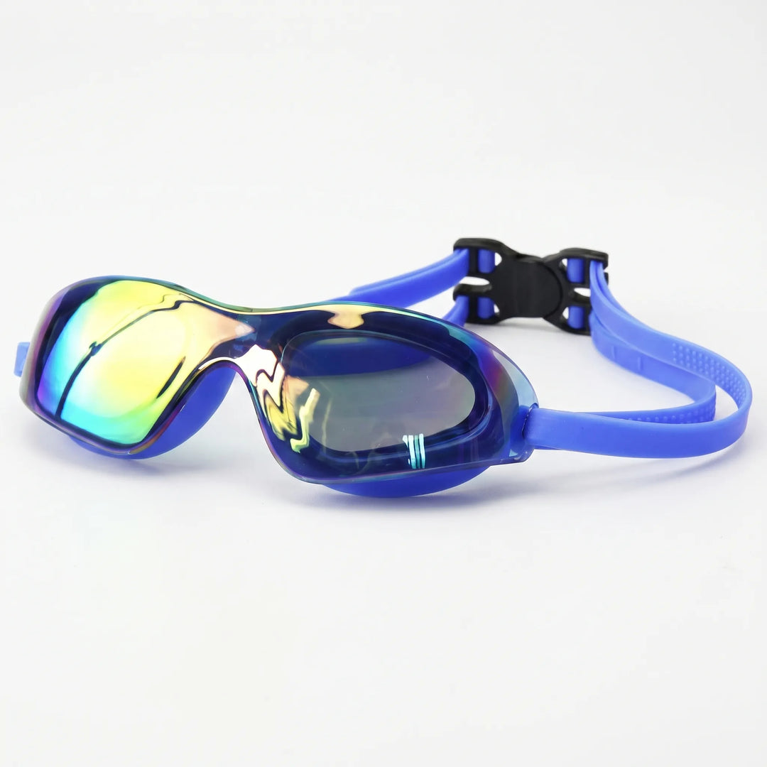 Mirrored swimming goggles for training. Enjoy clear vision, UV protection, comfortable fit & leak-proof aquatic sports gear.