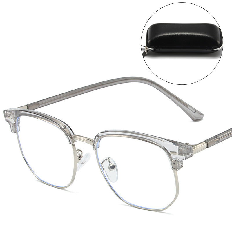 Protect eyes with unisex anti-glare blue light blocking half-rim glasses.