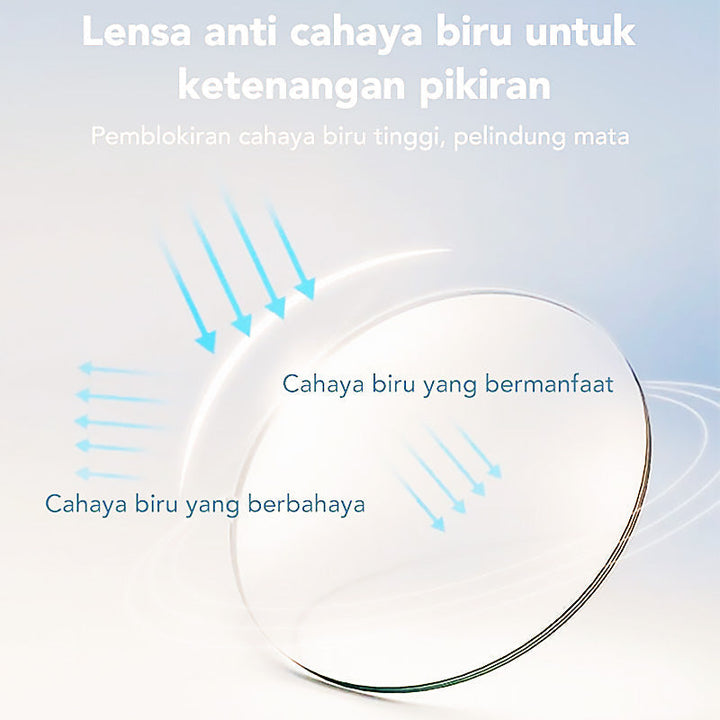 Trendy half-rim blue light blocking eyewear, reducing eye strain from screens.