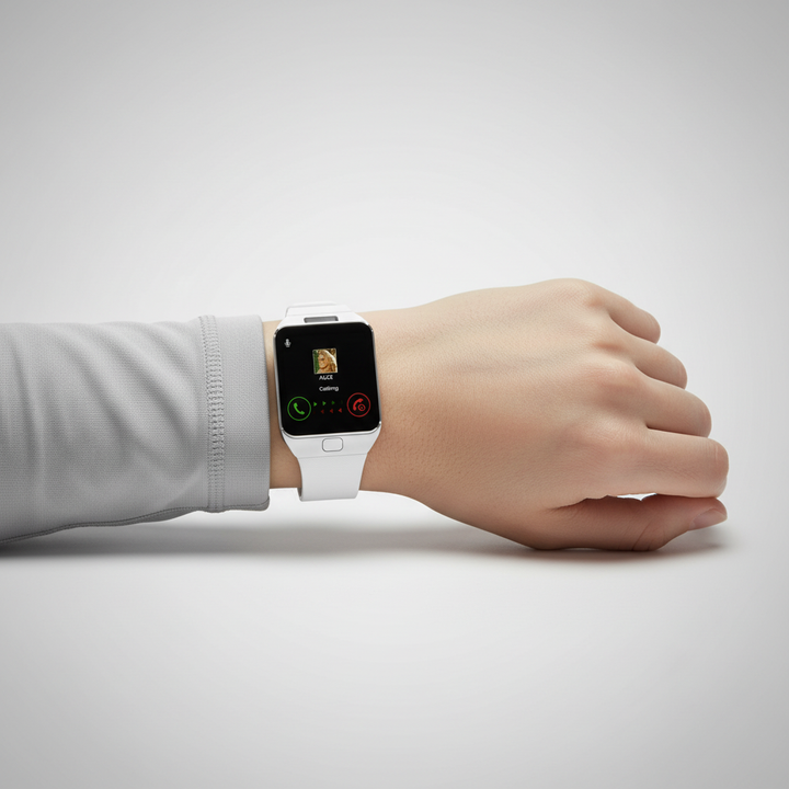 Sleek modern design Pulseon smartwatch featuring a bright rectangular display & fitness tracker functions.