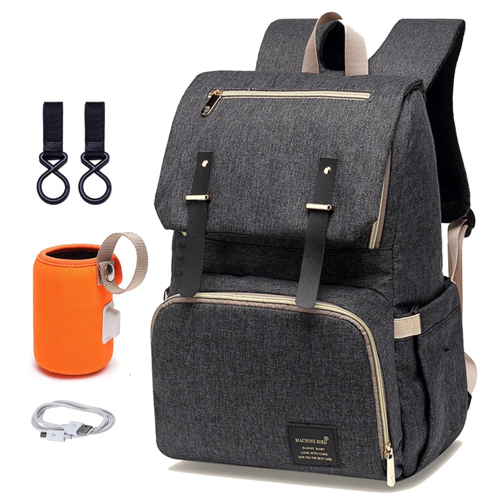 Unisex baby bag with a clean, modern design, perfect as a new parent gift and stroller attachment.