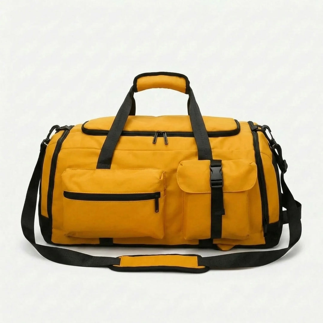 Versatile unisex convertible sports duffel bag transforming into a backpack, ideal for gym, travel, or activewear.
