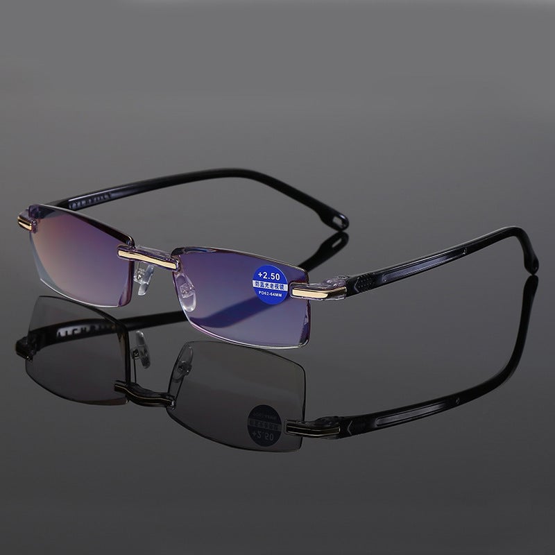 Lightweight multifocal anti-blue light reading glasses made from durable TR90 titanium.