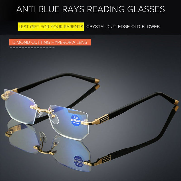VisionPlus multifocal anti-blue light glasses, providing clear sight and protecting eyes from screens.