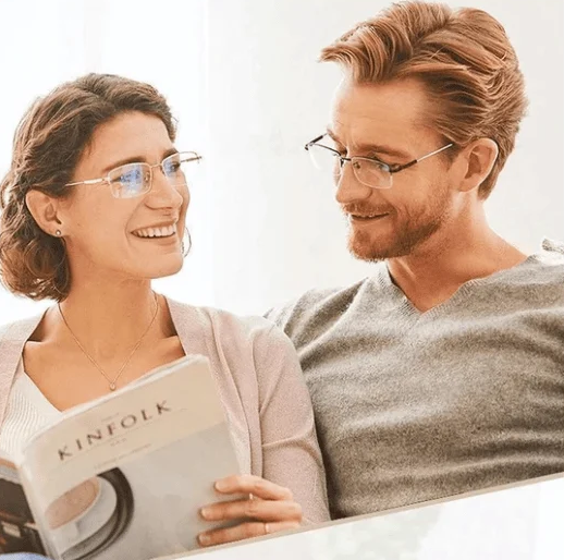 Stylish multifocal anti-blue light computer glasses, offering clear vision and eye protection.