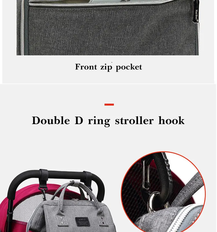 Unisex diaper bag with reinforced stitching, ensuring durability for active parents