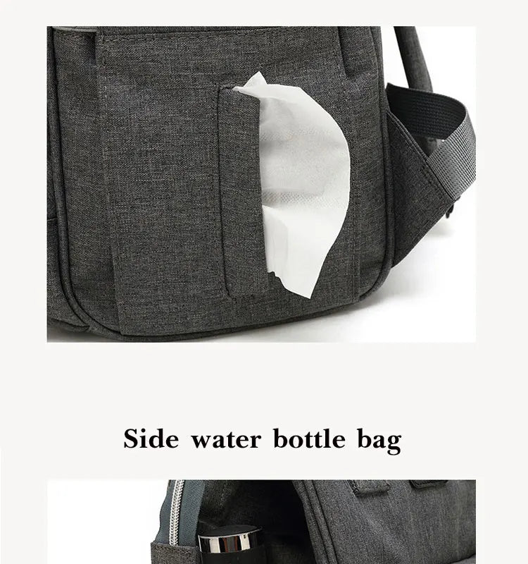 Unisex nappy backpack with a wide opening for easy packing and unpacking