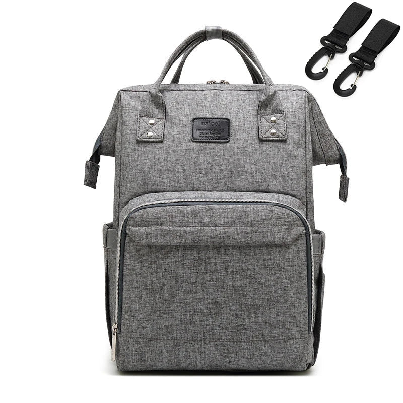 Unisex diaper bag with large main compartment, perfect for bottles and clothing