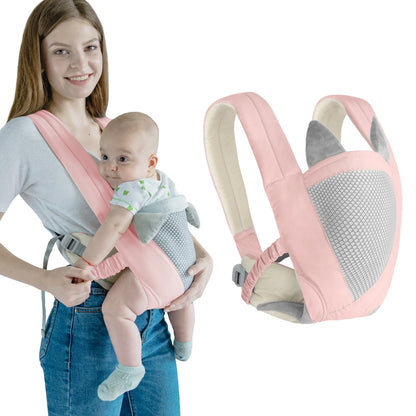 Green multifunctional child carrier backpack, ensuring secure and close baby bonding.