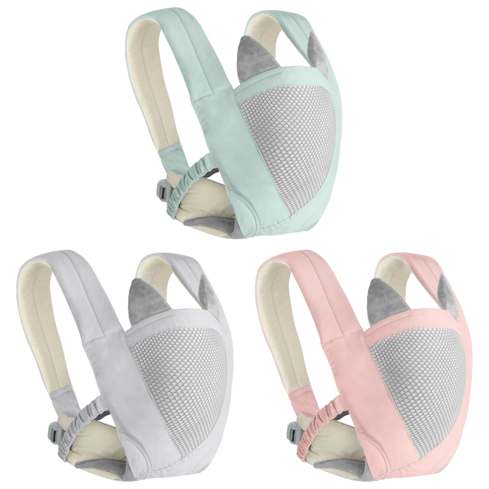 Comfortable adjustable baby carrier, green cotton blend, ensuring secure infant support.