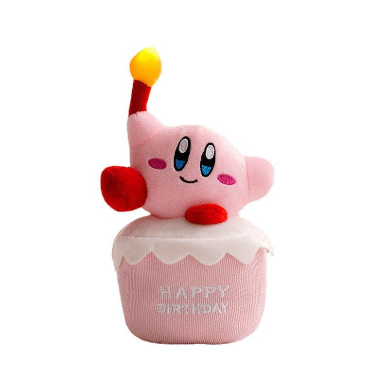 Unisex musical birthday cake plush toy with colorful lights and sound, perfect interactive gift for kids.