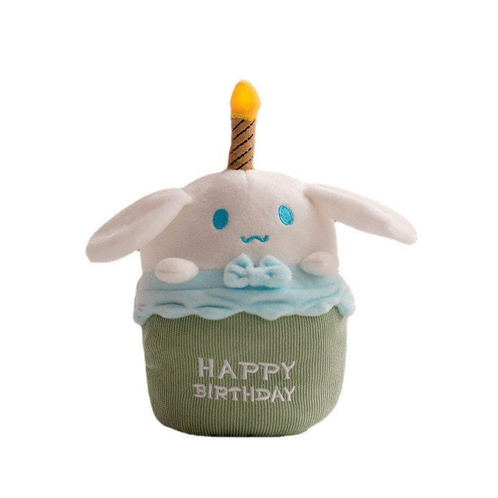 Vibrant musical birthday cake character plush, a sound & light-up toy for endless fun. Best kids' gift.