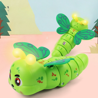 Unisex musical crawling caterpillar toy for babies, colorful, stimulates sensory and developmental skills.