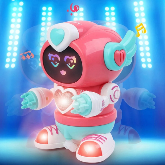 Unisex musical dancing robot toy with bright LED lights, engaging toddler for active screen-free play