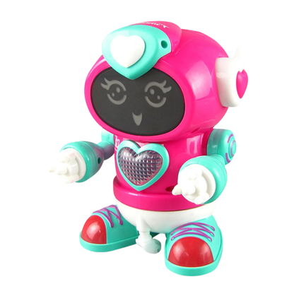 Baby toy: colorful musical robot with LED lights dancing, stimulating motor skills and sensory development