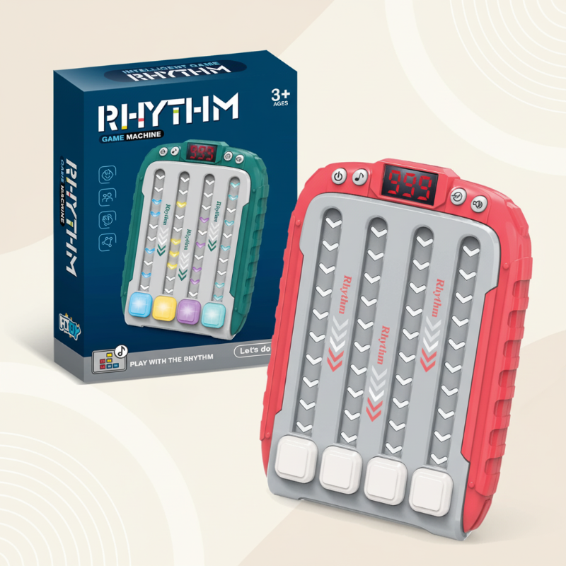 Hands interacting with a vibrant unisex musical reflex trainer, an excellent stress relief activity toy.