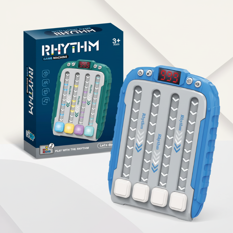 Overhead view of unisex musical reflex trainer game, a brain training educational toy for all ages.