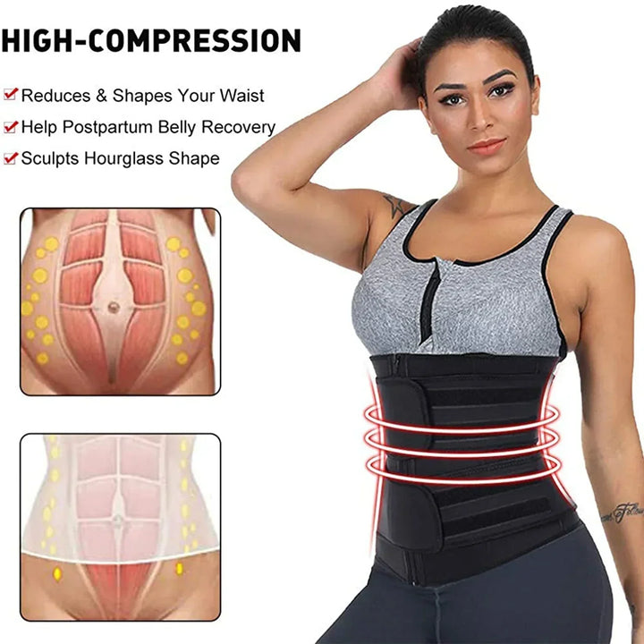 Adjustable Neoprene sweat enhancer waist trainer belt for men & women, boosting workouts & abdominal slimming.