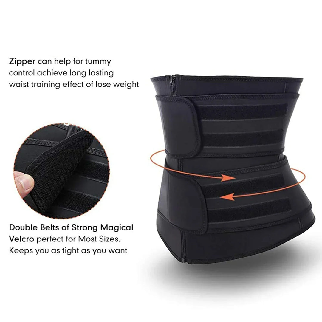 SweatPro Neoprene unisex waist trainer belt, offering core support and slimming for effective fitness workouts.