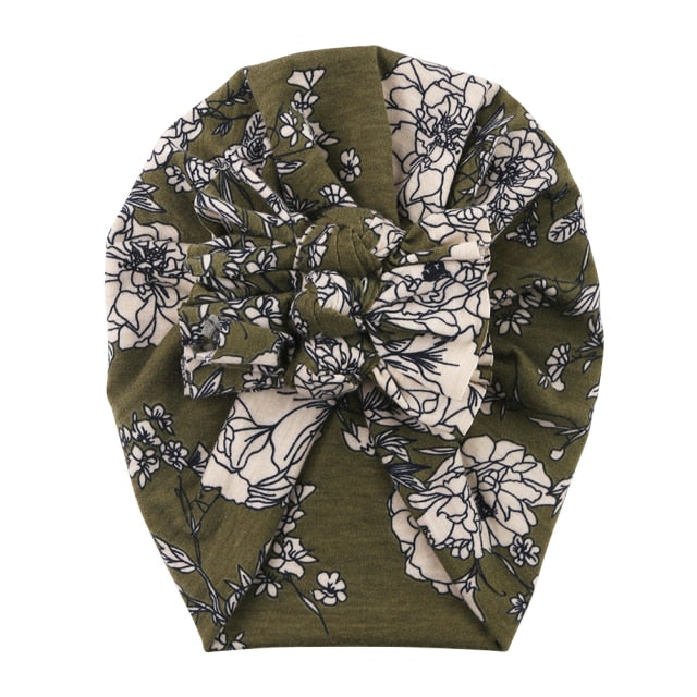 Unisex baby beanie with vibrant floral print, high-quality soft stretchable fabric