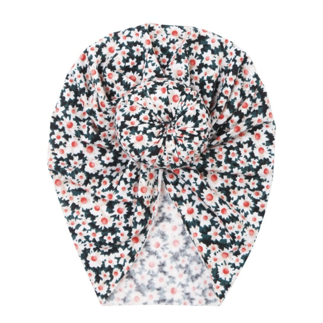 Infant headwear: soft floral print baby beanie, stretchable and gentle on baby's skin