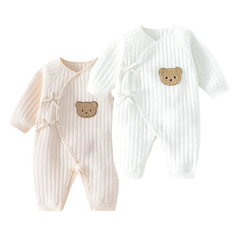 Unisex newborn baby cotton onesie with cute elephant pattern, ideal for 0-6 months.