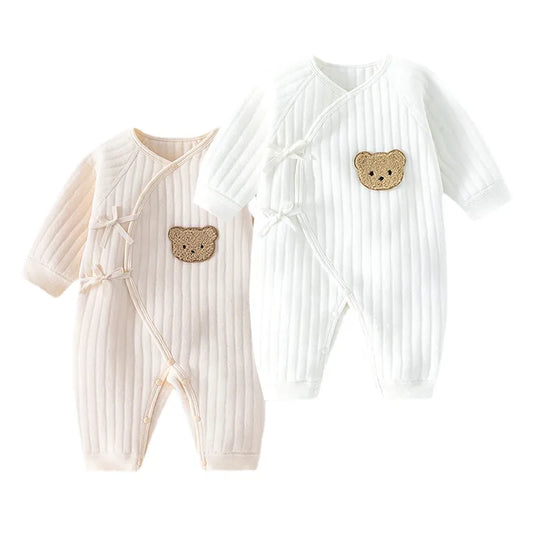 Unisex newborn baby cotton onesie with cute elephant pattern, ideal for 0-6 months.