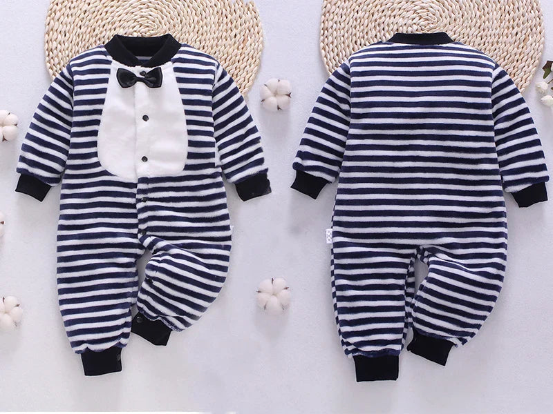 Close-up of the hood on a cozy flannel unisex baby romper, providing extra warmth for infants