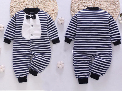 Close-up of the hood on a cozy flannel unisex baby romper, providing extra warmth for infants
