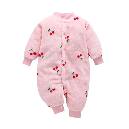 Soft texture of a cotton-filled unisex infant jumpsuit, designed for spring comfort