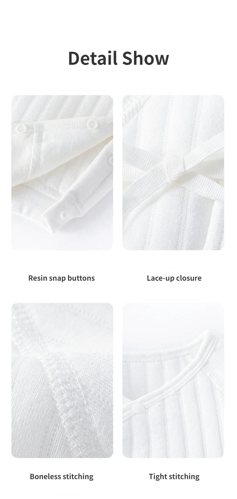 Baby on a white background wearing a comfy cotton romper, essential infant apparel