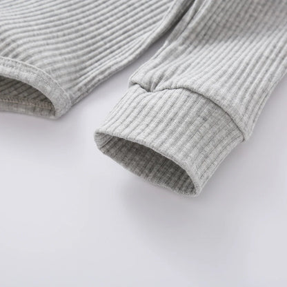 Beige knit long sleeve two-piece set for infants, unisex baby fashion