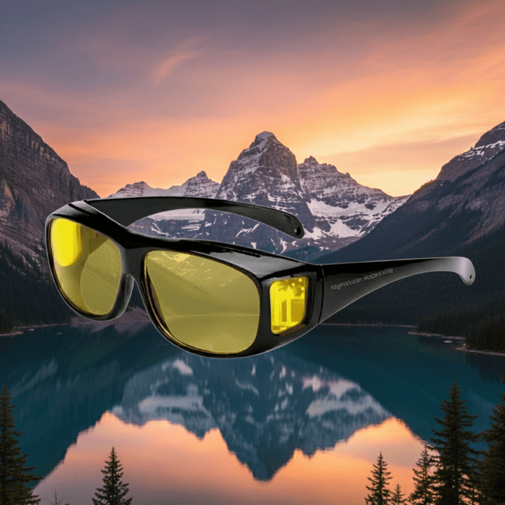 Unisex night driving glasses with HD anti-glare lenses for safe driving and clear low-light vision.