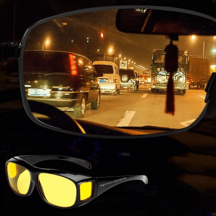 Stylish unisex glasses designed for night driving, featuring HD lenses to combat glare and improve visibility.