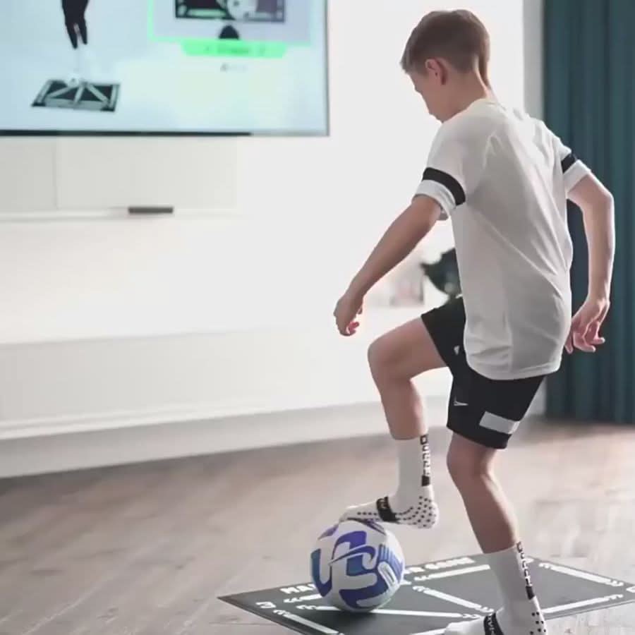 Unisex non-slip soccer training mat for indoor ball control & football skill development.