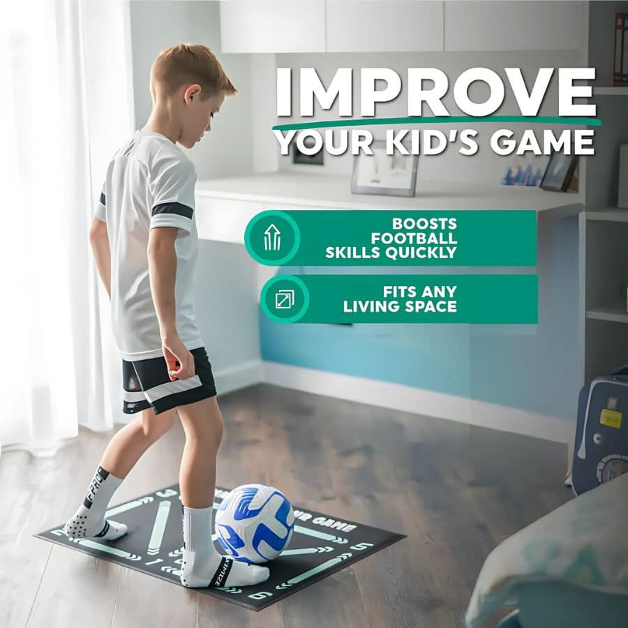 Improve soccer ball control, footwork & technique with this non-slip training mat for all skill levels.