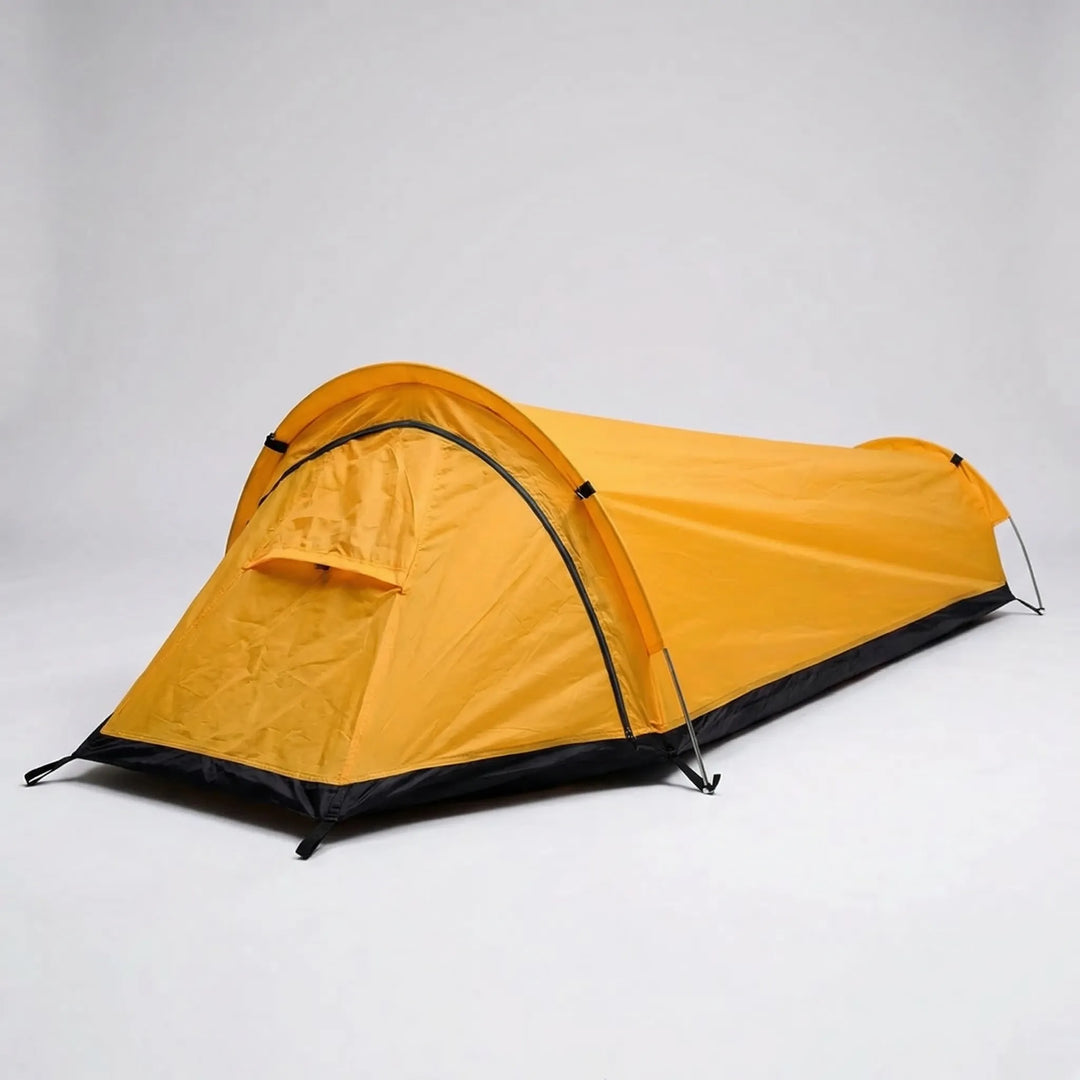 Compact and lightweight solo travel tent. Waterproof 3-season bivy for backpacking, hiking, and outdoor adventures.