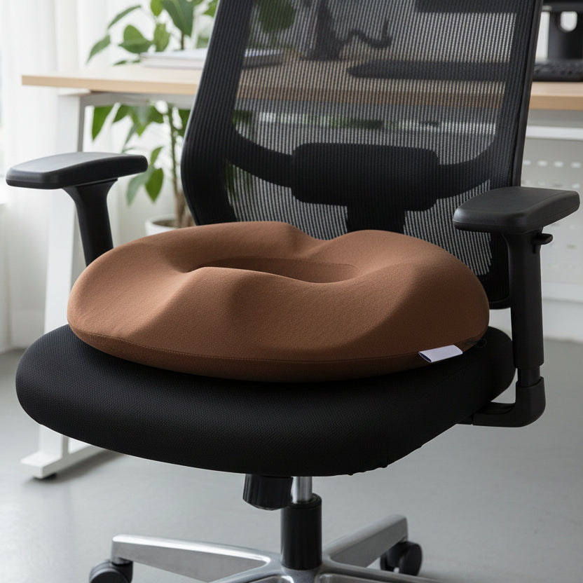 Unisex orthopedic seat cushion for tailbone & back pain relief. Ergonomic memory foam for comfort.