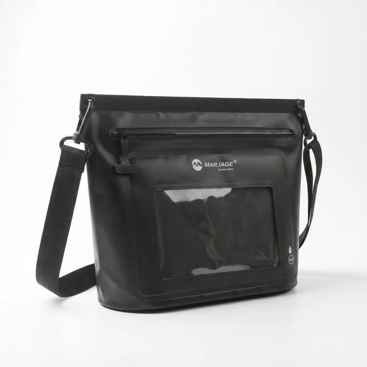 Hiking & travel crossbody bag, waterproof, features a convenient touchscreen phone window.