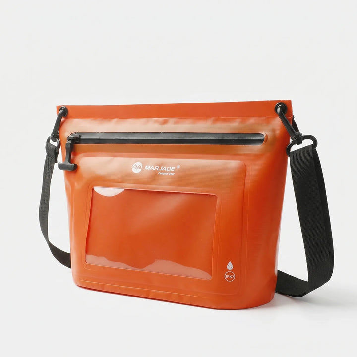 Stylish unisex outdoor shoulder bag, waterproof, touchscreen phone window for easy access.
