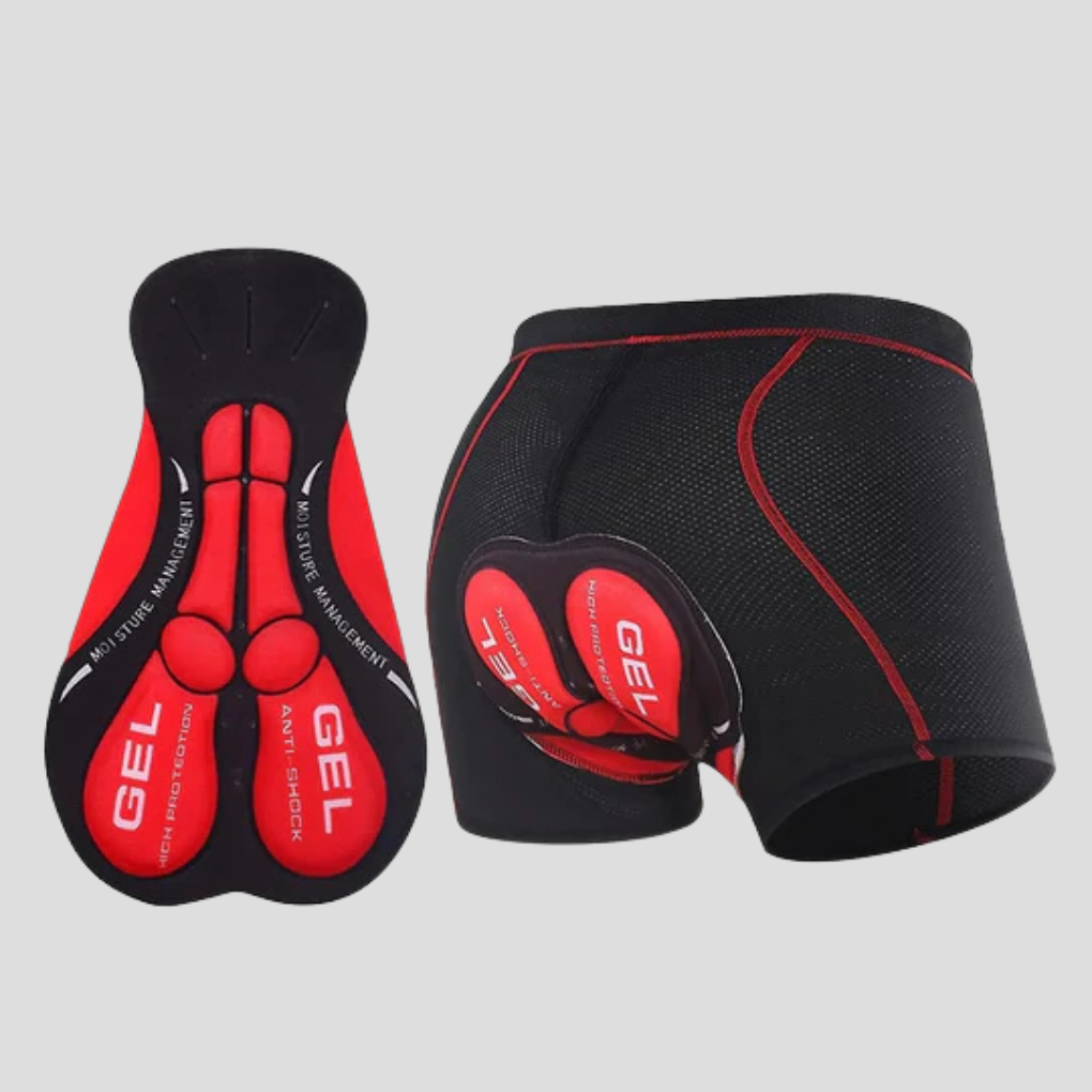 Unisex cycling shorts with advanced gel padding prevent chafing. Ideal athletic gear for bike ride comfort.