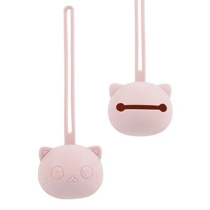 Baby's hand reaching for a pacifier inside a soft silicone holder, infant care.